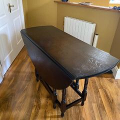 Folding Round Dining Table in Solid Dark Oak