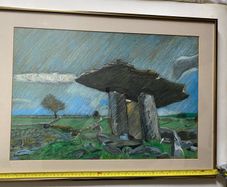 Title: Vintage Framed Pastel Drawing Poulnabrone 1984Dolmen, Co. Clare (Signed 'Mark',