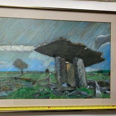 Title: Vintage Framed Pastel Drawing Poulnabrone 1984Dolmen, Co. Clare (Signed 'Mark',