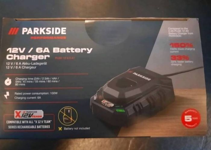 Parkside Performance Next Gen 2.5AH X12V Battery And 6.0A X12V Fast Charger. Also For Sale 2AH 5AH X12V Batteries 2.4A,  X12V Chargers X12V Cordless Led Work Light