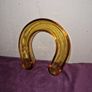 Vintage amber glass horseshoe posy vase Image 6