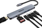 USB C Hub Dual Monitor, 7 in 1 Multiport USB C Dock with 4K HDMI Output, USB 3.0, 100W PD, SD/TF Card Reader USB C Adapter Compatible with MacBook Pro/Air/Surface Pro 8 and Other Type C Devices