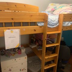 Pine Loft Bed with study shelf
