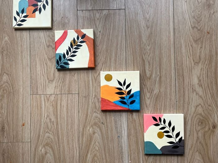4 Set Handmade Acrylic Boho paintings