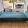Light Teal Velvet 3 Seater Sofa Bed Image 4