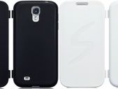 New Samsung I9500 Galaxy S4 Gel Case W/ Front Flap Black With Free Screen Protector