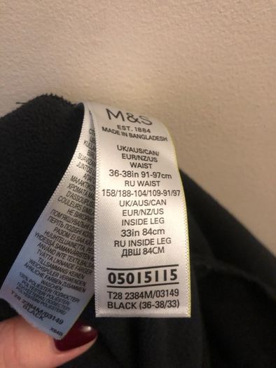 M&S fleece black pyjama bottoms (36-38/33)