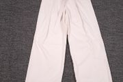 Zara Off White Cream Belted Frayed Hem Wide Leg Cargo Utility Jeans Size S