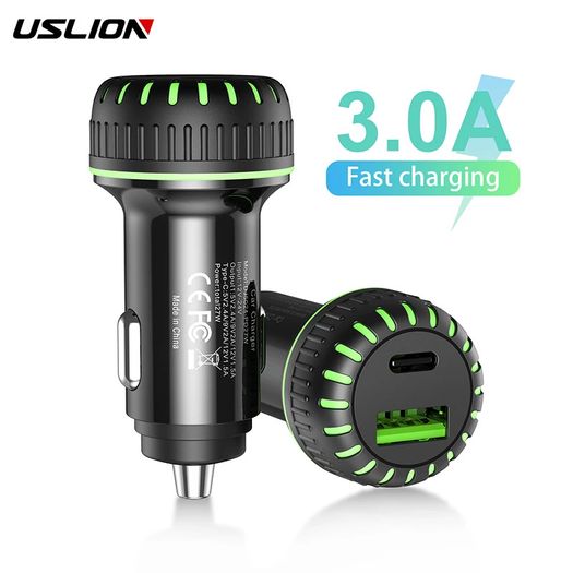 USLION 36W PD/QC3.0 Car Dual USB Phone Quick Charger (Two Options) (Brand New/Warranty)