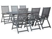 7 Piece Outdoor Dining Set Solid Acacia Wood Grey