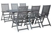 7 Piece Outdoor Dining Set Solid Acacia Wood Grey