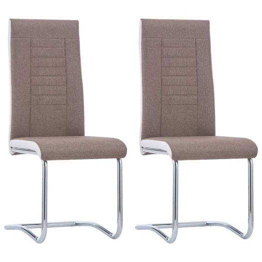 Cantilever Dining Chairs 2 pcs Brown Fabric