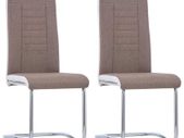 Cantilever Dining Chairs 2 pcs Brown Fabric