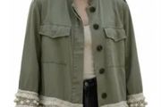 Fab Zara Boho Khaki Lightweight Shacket with Crochet Trim Detail  Size Large UK 12
