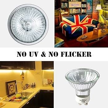 FREE SHIPPING Halogen Bulbs 50W Dimmable, 220V GU10 Halogen Spotlight Bulbs 2 Pi2800K Warm Up 700 Lumens 42 Degrees Beam Angle