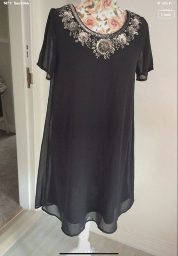 dress Bnwt byoung dress size 38 black chiffon with embellished neckline short sleeves