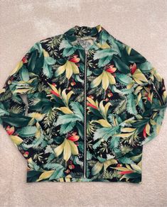 Tropical Print Bomber Style Jacket Size 8