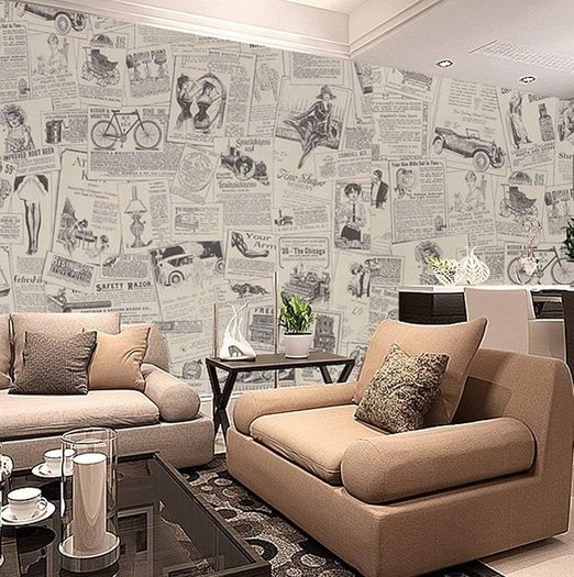 NEW SALE | Decorative Wallpaper Self-Adhesive Wallpaper Retro Style Printed Stick Paper Easy to Apply Peel and Stick Wallpaper (0.45 x 3 m, Newspaper)