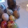 16 eggs, stone, metal, wood, painted, D18 post 8e Image 5