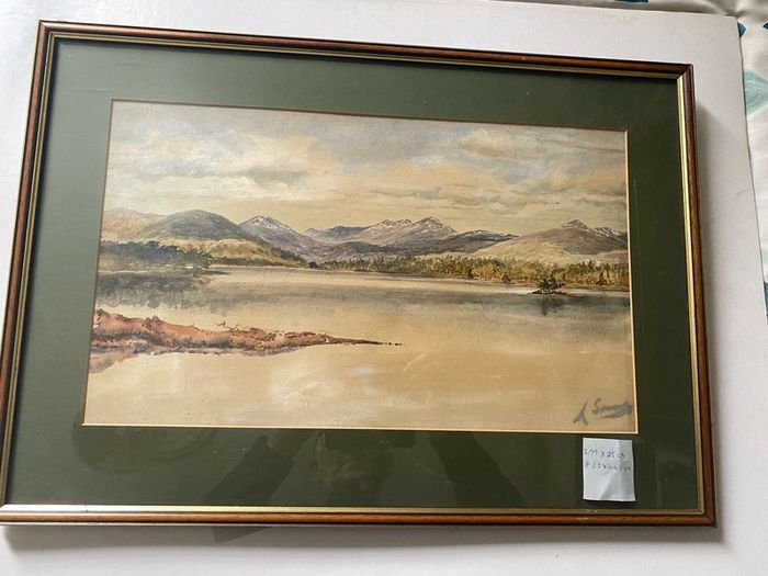 Original framed watercolor painting on paper signed
