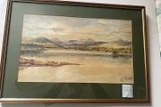 Original framed watercolor painting on paper signed