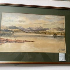Original framed watercolor painting on paper signed