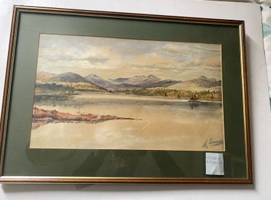Original framed watercolor painting on paper signed