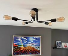Modern Black Ceiling Light + 5 smart bulbs