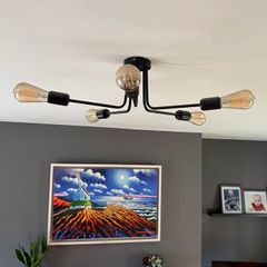 Modern Black Ceiling Light + 5 smart bulbs