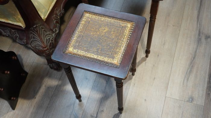 Nest of Three Tables with Leather Tops