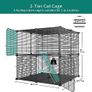 2-Tier DIY Cat Enclosure - Indoor Playpen With Metal Wire Dense, Pet Cage for 1-2 Cats, Ferrets, Rabbits, Small Animals - Black, 71x71x71cm Image 2