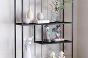 Black Bookshelf, Industrial Bookcase Open Storage Shelves with Metal Frame, Freestanding Display Rack Tall Shelving Unit for Living Room, Bedroom, Office, Black