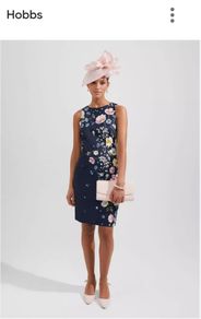 HOBBS Moira Navy & Yellow Dress Sz 16 UK - Bnwt Rrp 190