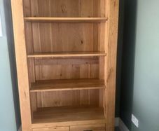Solid Oak Console Table - Book Case  - Drawers