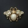 Honey Bee Ivory Pearl Crystal Brooch Pin Image 2
