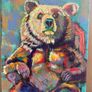 Colourful Bear Portrait Acrylic Painting on Canvas - 30x40cm Image 2