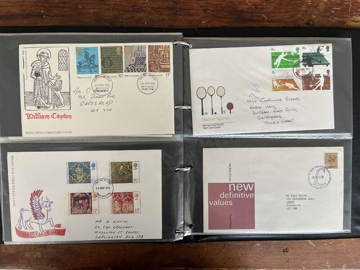Collection of 80 UK First Day Cover stamps 1970 to 1979 in album with 10 extra pages