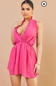 Plt pink ruffle halterneck dress bnwt