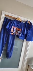 SHEIN royal blue Co-ord pants, cropped top and mini gilet Sz M (Fit 10-12UK)