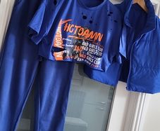 SHEIN royal blue Co-ord pants, cropped top and mini gilet Sz M (Fit 10-12UK)