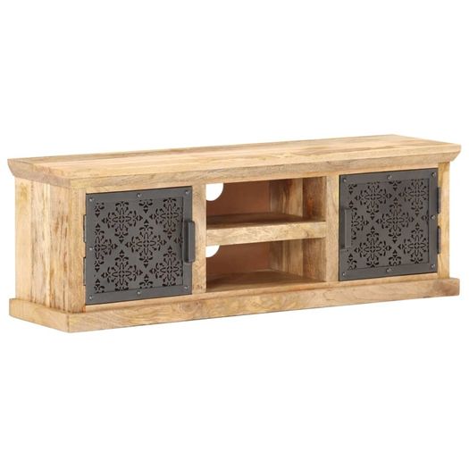 TV Cabinet with Steel Doors 120x30x40cm Solid Mango Wood
