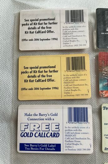 Diana Ross, Kit Kat , Xtra Vision, Barry's tea,  Gordon's gin call cards