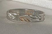 Vintage Silver Wedding Band with 18k Accents