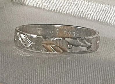 Vintage Silver Wedding Band with 18k Accents