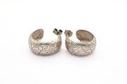 Vintage 925 Sterling Silver Scroll Engraved Earrings