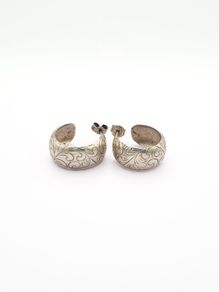 Vintage 925 Sterling Silver Scroll Engraved Earrings
