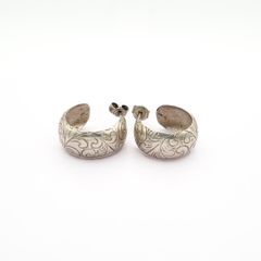 Vintage 925 Sterling Silver Scroll Engraved Earrings