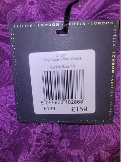 Purple Tilly Lace Dress Size 16