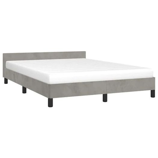 Bed Frame without Mattress Light Grey 135x190cm Double Velvet