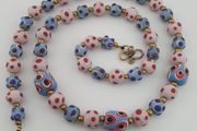 Antique Venetian Style Eyes Glass Beads Necklace